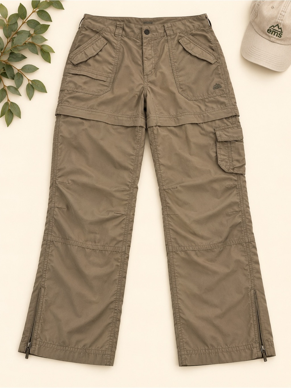 Eastern Mountain Sports EMS Women’s Convertible Cargo Hiking Pants 4R Khaki